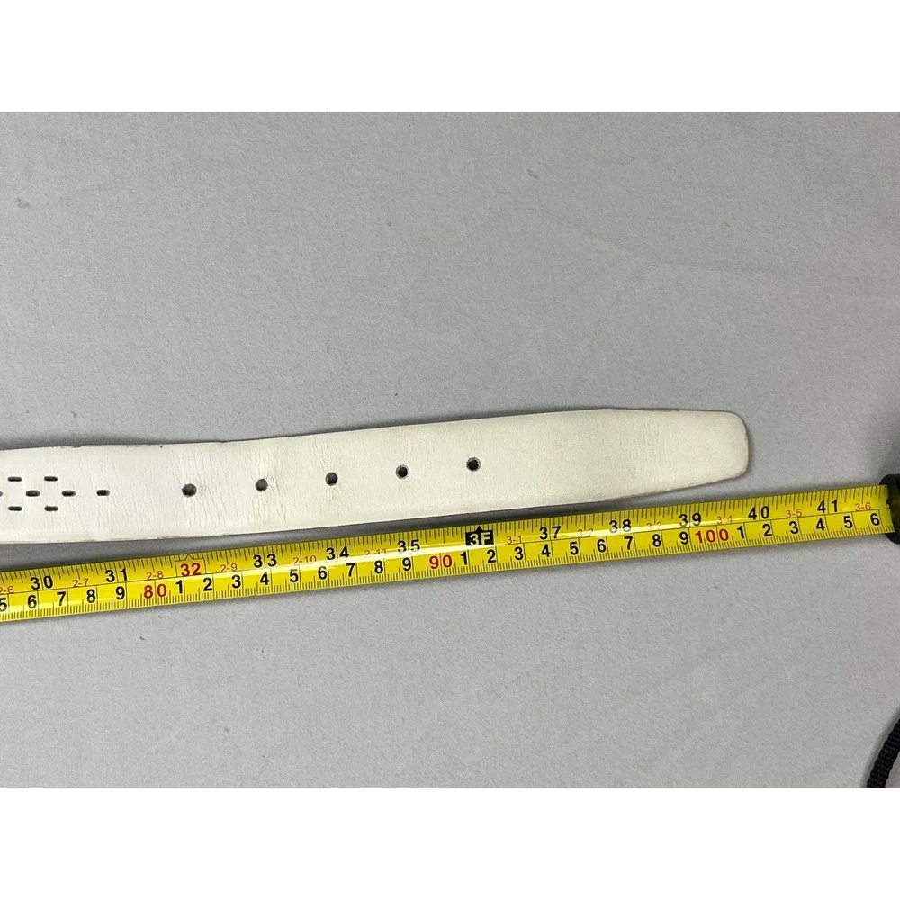 Nike Mens White G-Flex Perforated Genuine Leather Golf Belt Size 34